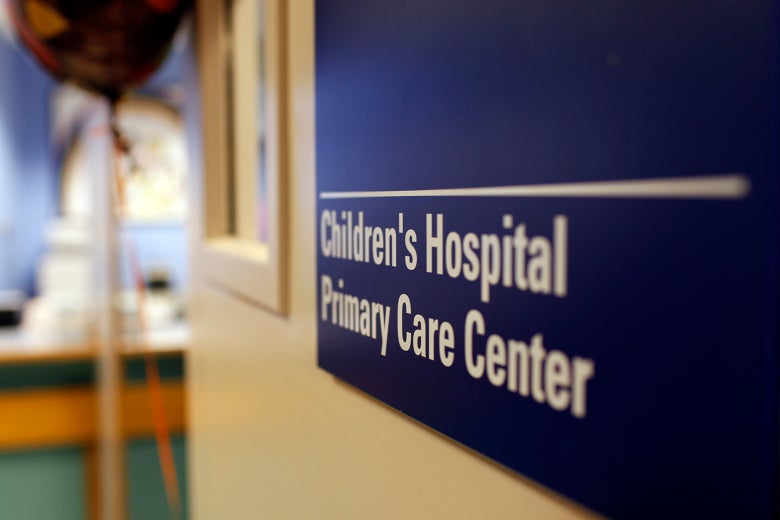 A sign reads, "Children's Hospital Primary Care Center."